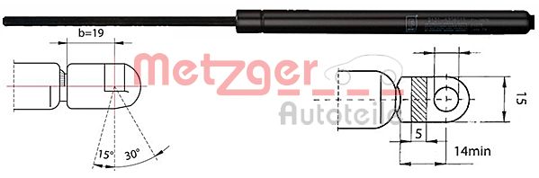 Gas Spring, boot-/cargo area - 2110368 METZGER